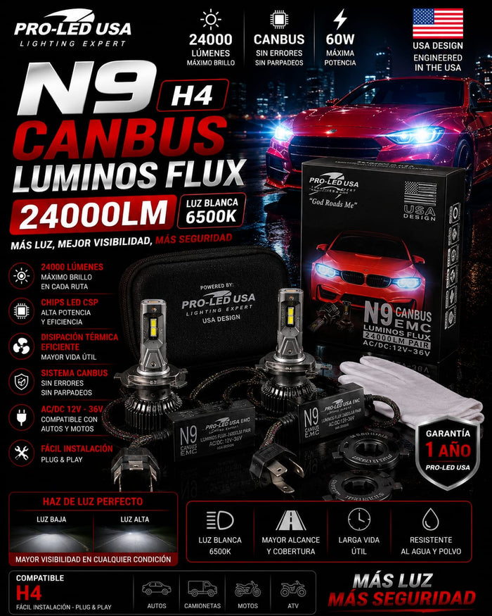 N9 H4 CANBUS 24000LM